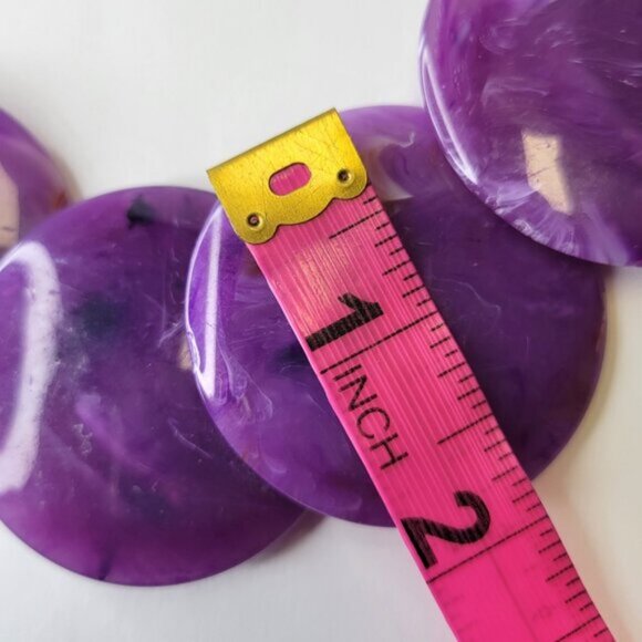 Vintage Purple Statement Choker Necklace Lucite Purple Bead Necklace - Picture 7 of 8